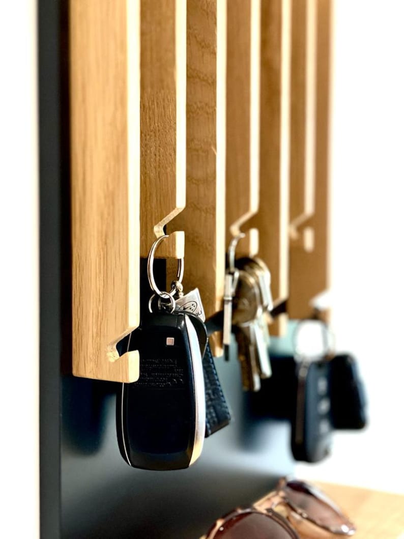 Solid wood modern Entryway Mail Key Organizer Modern Key holder for wall Entryway Organizer for Home Decor Black key holder zdjęcie 9