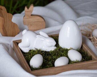 Oak Wood Easter Egg Holder: Handmade Square Tray