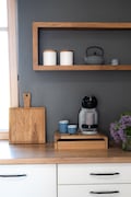 Solid Oak Coffee Machine Stand: Kitchen Counter Organizer