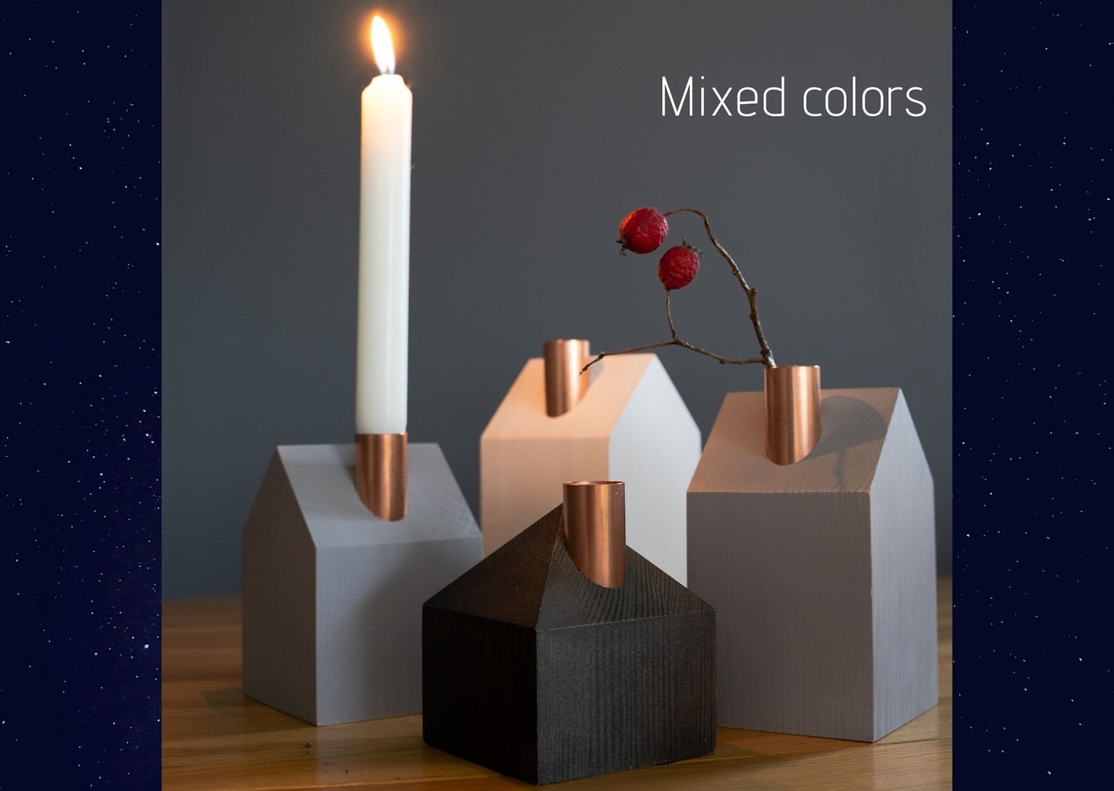 Wooden Advent wreath Candle holder set of 4 pcs
