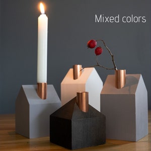 Wooden Advent wreath  Candle holder set of 4 pcs  Wooden houses Different heights 90, 110, 130,150mm different colors Christmas gift