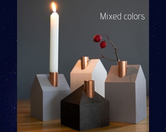 Wooden Advent wreath  Candle holder set of 4 pcs  Wooden houses Different heights 90, 110, 130,150mm different colors Christmas gift