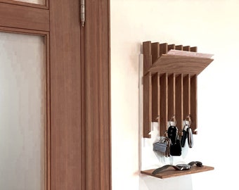 Moderner Schlüsselhalter für die Wand, Schlüsselhalter für die Wand, Schlüsselhalter für Zuhause, Wandorganizer für Zuhause, walnussfarben