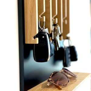 Solid wood modern Entryway Mail Key Organizer Modern Key holder for wall Entryway Organizer for Home Decor Black key holder zdjęcie 3