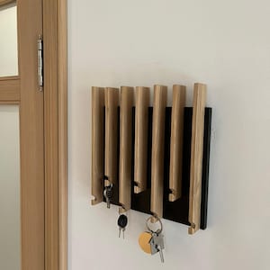 Solid wood modern Entryway Mail Key Organizer Modern Key holder for wall Entryway Organizer for Home Decor Black key holder no shelf