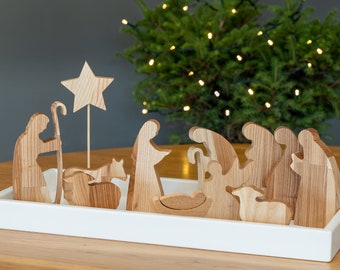 Presepe In Legno Fai Da Te - Decorazione Natalizia Da Tavolo 21x11x11 Cm