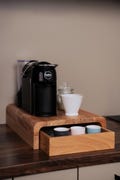 Solid Oak Coffee Machine Stand: Kitchen Counter Organizer