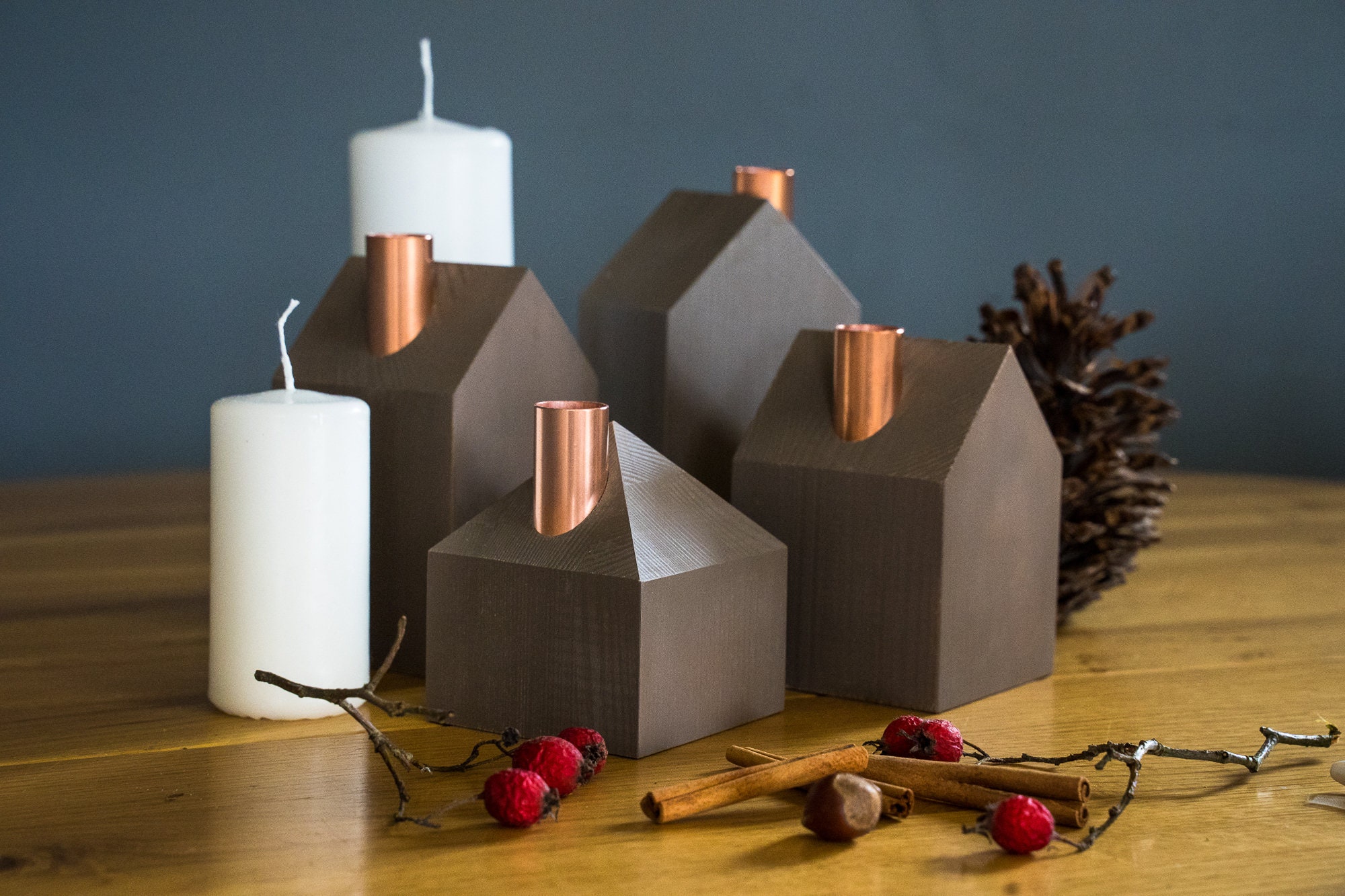Wooden Advent Wreath Candle Holder Set of 4 Pcs Wooden Houses Etsy UK