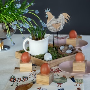 Oak Wood Easter Egg Cups. Set of 4.
