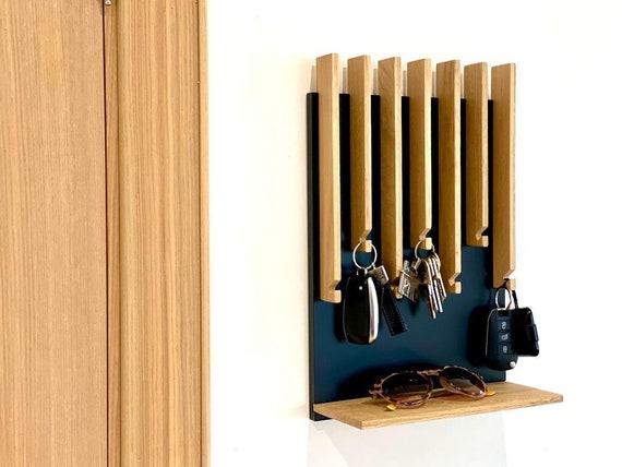 Solid Wood Modern Entryway Mail Key Organizer Modern Key Holder for Wall Entryway Organizer for Home Decor Black Key Holder Etsy