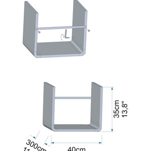 May include: A gray metal shelf unit with rounded edges. The shelf is 11.8 inches wide, 15.7 inches deep, and 13.8 inches tall.
