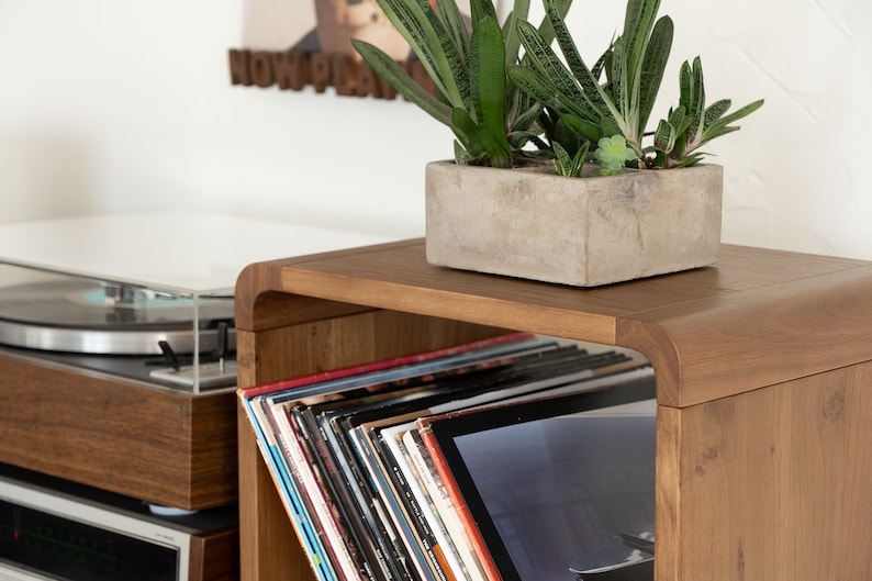 Modern design Vinyl Record holder, Oak Wood Record Storage, LP Record Stand, Record Cabinet, Record Player Console, Record Storage image 9