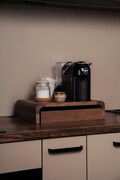 Oak wood Walnut color Coffee Capsule Holder: Solid Oak Coffee Machine Stand