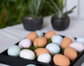 Handmade Black Oak Easter Egg Holder Tray, Rustic Spring Farmhouse Centerpiece