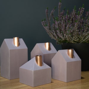 Wooden Advent wreath PASTEL VIOLET Candle holder set of 4 different heights.Festive table centerpiece. Christmas gift.