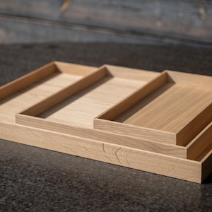 Oak wood Serving Tray Set of 3 Wooden Trays, Wood Tray, Decorative Tray, Table Tray, Tea Tray, Ottoman Tray, Candle Tray, Coffee Table Tray