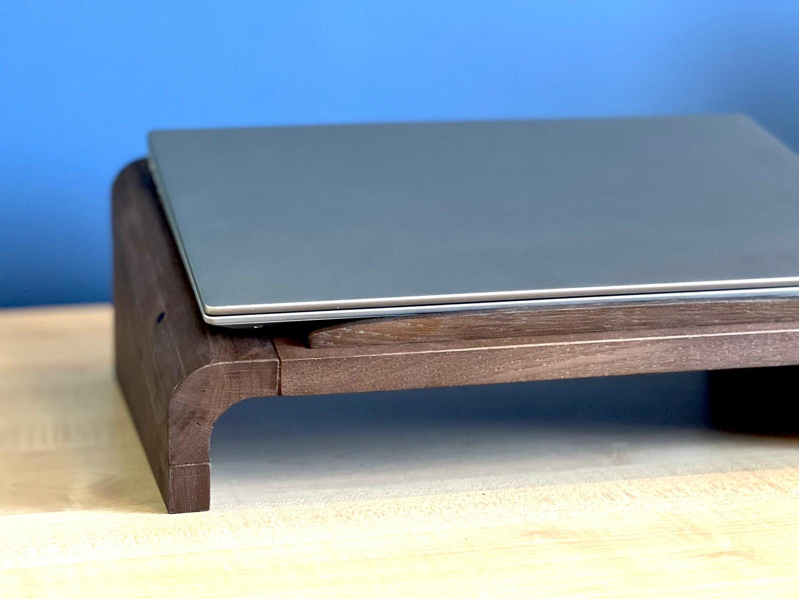 Walnut & Oak Laptop Stand: Ergonomic Wood Desk Riser - Etsy