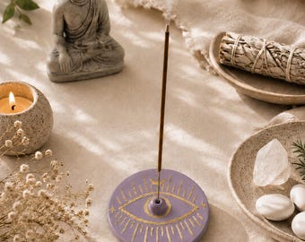 Porta incienso de lavanda Decoración para sala de yoga Decoración espiritual para el hogar Plato de incienso Regalo para el autocuidado