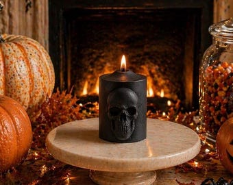 Candela gotica Candele incantate nere Regalo scheletro di Halloween Candela gotica in cera d'api