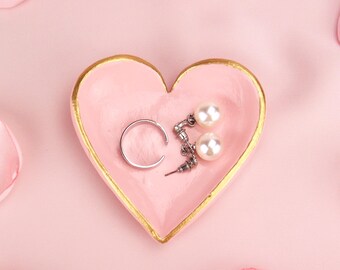 Blush pink heart ring dish Jewelry tray Galentines gift Pink home decor Big sister gift Ring holder Galentines gift Catch all Trinket Tray