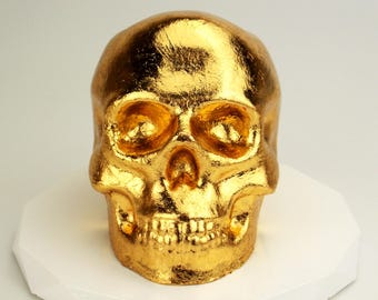 Gold Skull Decorative Sculpture for Goth & Glam Home Decor Unique gift idea Gold Home Decor Halloween Wedding