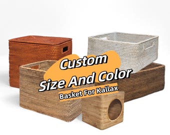 Handmade Storage Basket for Kallax Shelf,Square & Rectangular Bin,Custom Sizes,Custom Rattan Woven Basket,Multiple Colors,Home Organizer