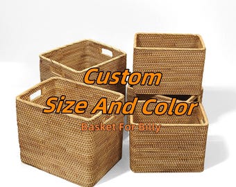 Custom Rattan Basket for IKEA BILLY,Handmade Woven Storage Bin, Fit Shelf Organizer, 6 Custom Colors, Custom Size Basket, Boho Home Decor