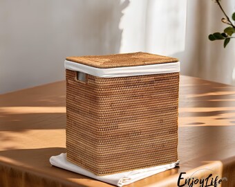 Rattan weave square storage basket,Rattan storage basket with handle,Clothes rattan basket and toys storage basket,Livingroom decoration