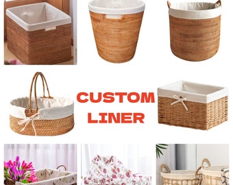 Custom all size storage basket box liner,Custom bike basket liner,High quality cotton and linen liner