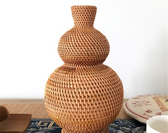 Rattan Flower Vase,Raattan Gourd Vase,Natural Woven Pressed Flower basket,Housewarming Gifts