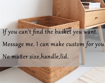 Rattan weave square storage basket,Rattan storage basket with handle,Clothes and toys storage basket,can customizable