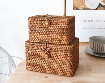 Multi size rattan woven tissue box,rattan tissue storage basket,natural handmade basket,housewarming present