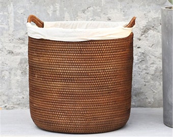 Rattan weave round storage basket,Rattan storage basket with handle,Clothes and Toy storage basket,Storage basket,Livingroom decoration