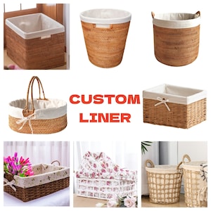 Custom all size storage basket box liner,Custom bike basket liner,High quality cotton and linen liner image 1