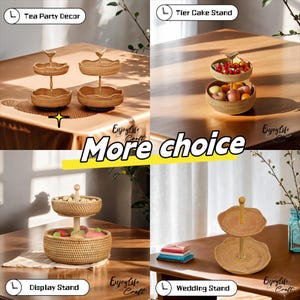 CHOICE of 2 Tier Cake Stand, Rattan Circular Tray,Tea Party Decor, Display Stand,Tea Cake Stand,Birthday Wedding Stand,Gift for Her
