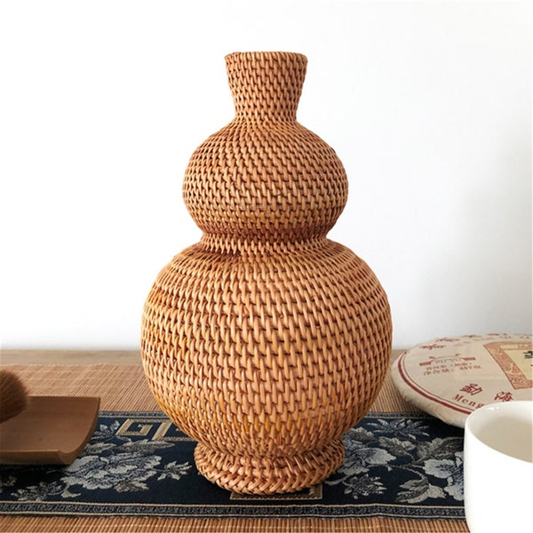 Rattan Flower Vase,Raattan Gourd Vase,Natural Woven Pressed Flower basket,Housewarming Gifts