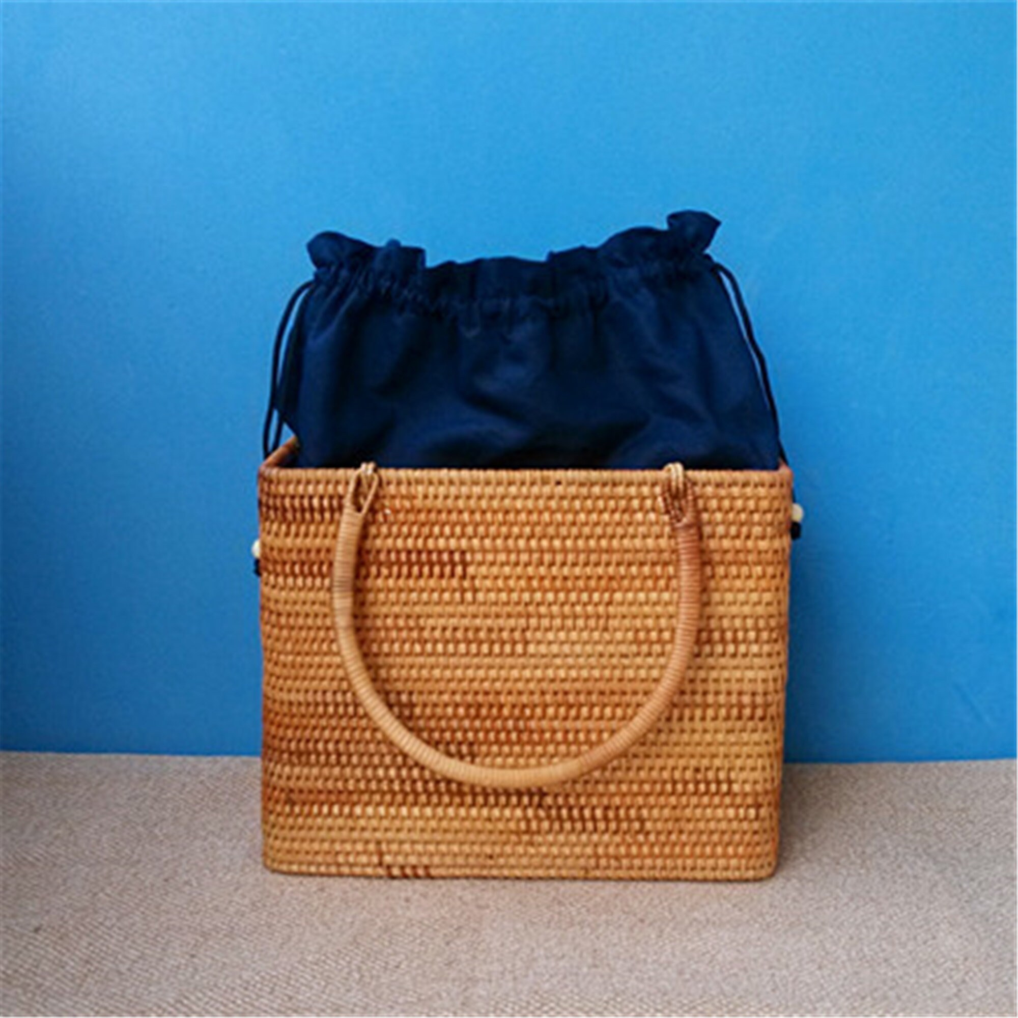 Rattan Woven Boho Bag With Handlerattan Bali Handmade Etsy