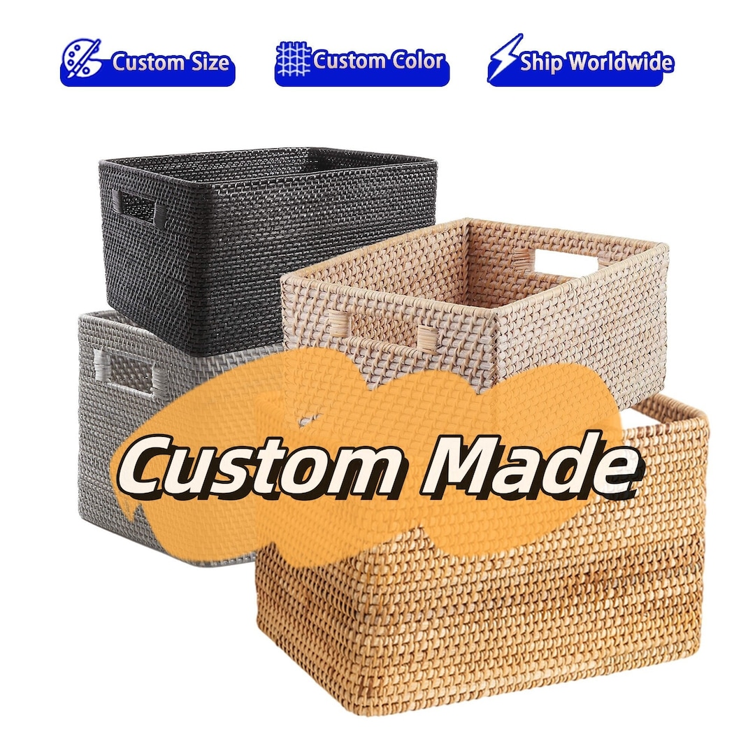 Custom Made Size Color Rattan Weave Storage Basket,mudroom Basket,cubbies Basket,cubicle