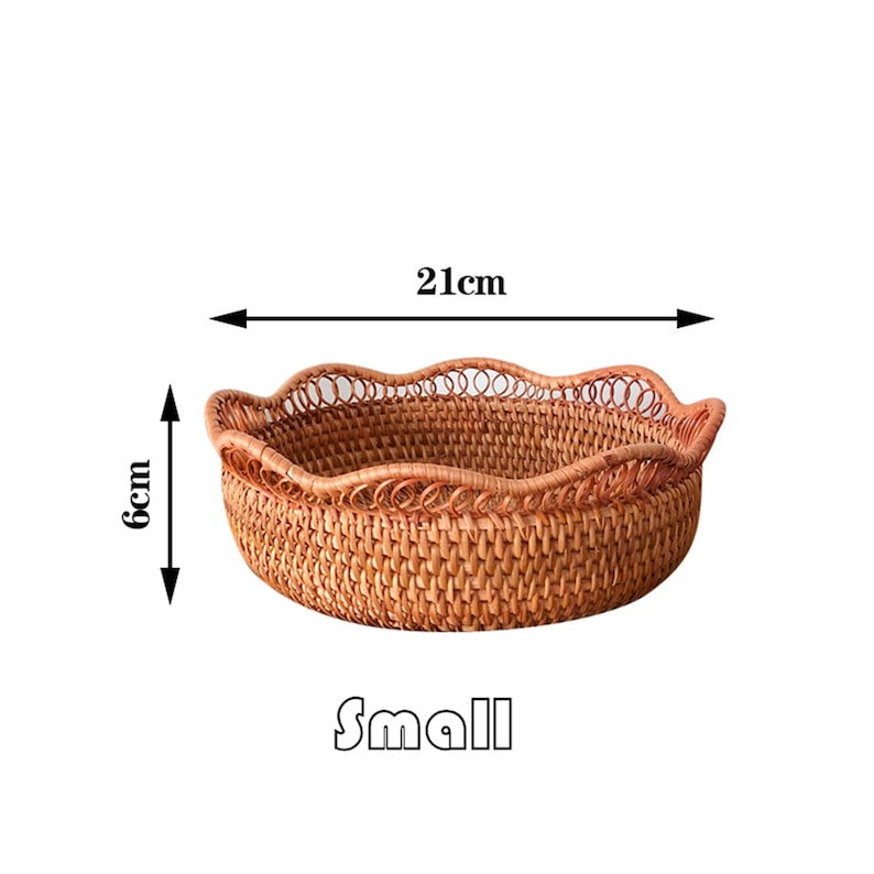 Rattan Woven Round Storage Basket,Handcrafted Desktop Fruit Bread Nuts Candies Storage Box Basket,Wedding Decoration