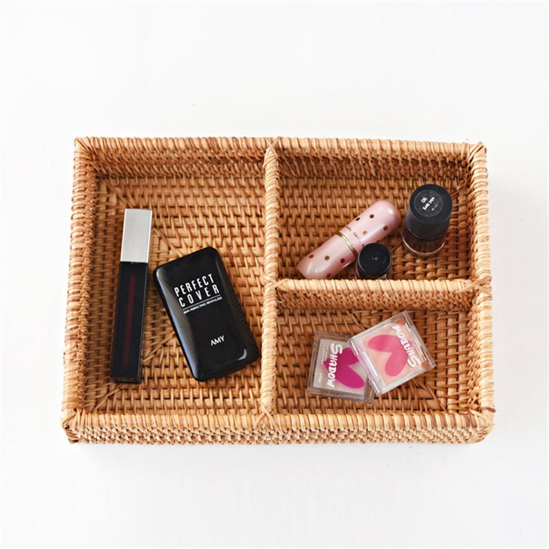 Rattan Woven Square Storage Basketrattan Cosmetic Storage Etsy