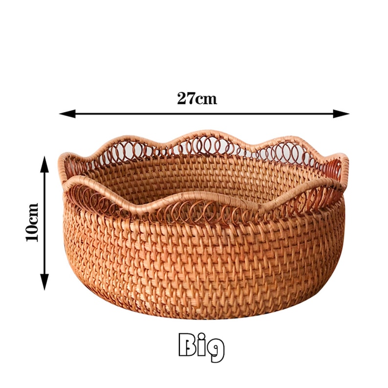 Rattan Woven Round Storage Basket,Handcrafted Desktop Fruit Bread Nuts Candies Storage Box Basket,Wedding Decoration