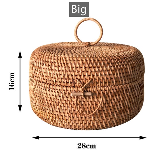 Range Couvercle Panier Rangement En Osier Kopinma Avec Couvercle - 15x12cm - Boîte à Bijoux, Bonbons Ou Petits Objets Panier Déco Osier