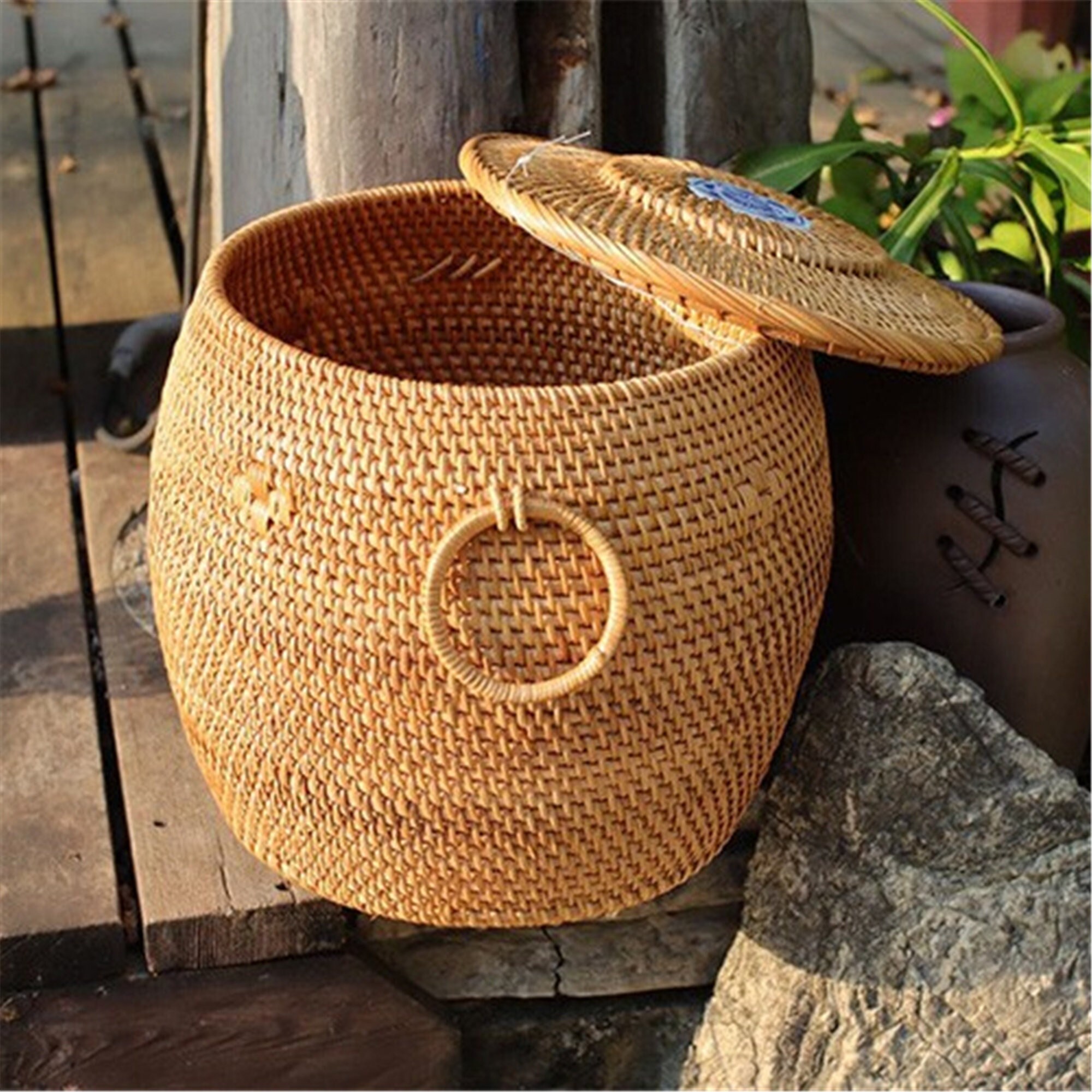 Large round storage basket deals