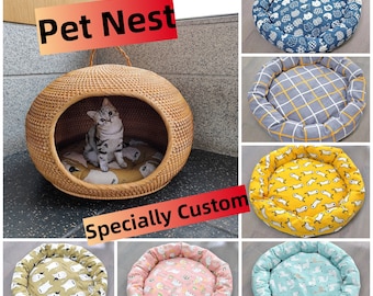 Custom rattan weave pets nest,nest size or mat all can specially custom for your pets,suitable for small pet, multiple options available