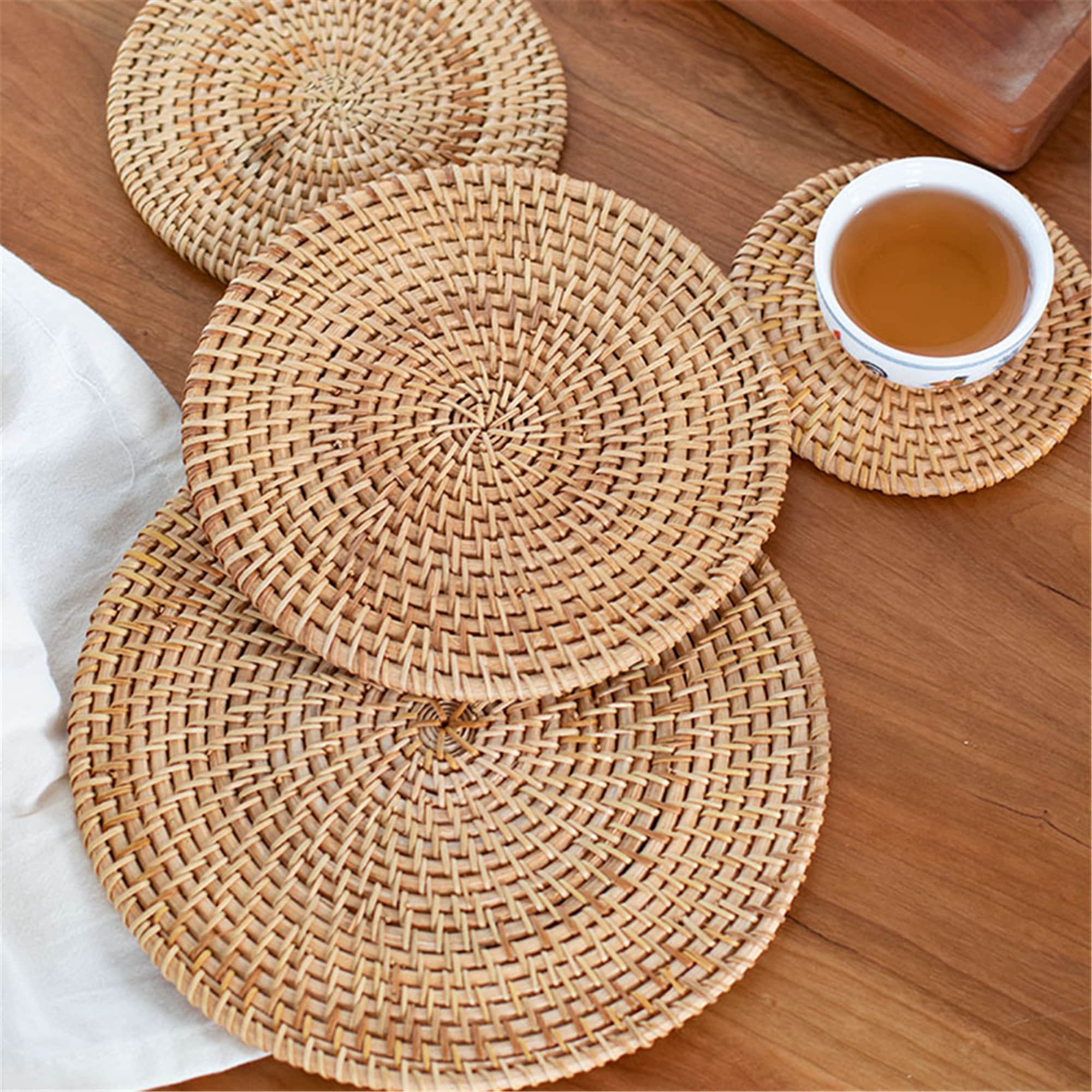 Round Rattan PlacematBraided Mat Heat Resistant Hot Etsy