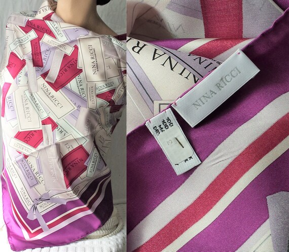 Nina Ricci Paris Unused 1990's Silk Scarf Labels 36 | Etsy