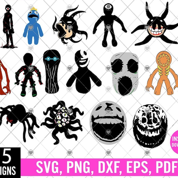 Gaming SVG Bundle, набор Roblocks SVG, персонажи Doors svg, шрифф, png