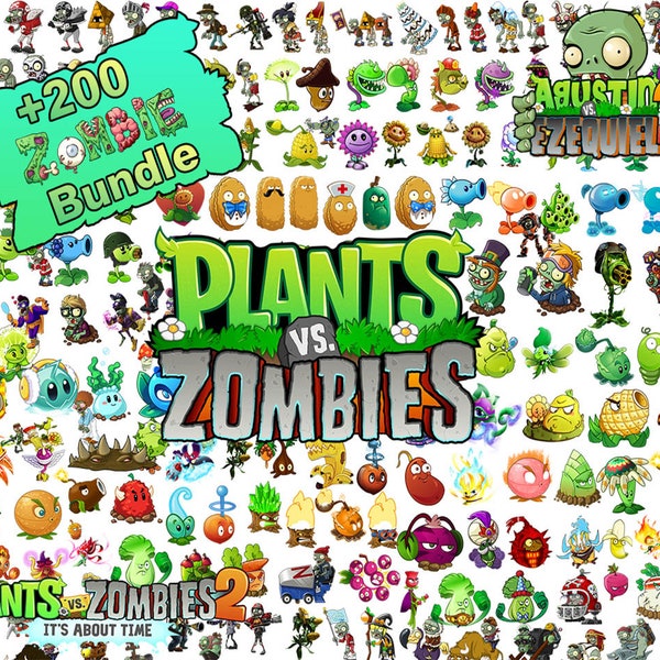 Plant and Zombie Clipart, Plants vs Zombies png, Plants Vs Zombies Heros, Plants vs Zombies, Instant Download, +200 Plant and Zombie bundle