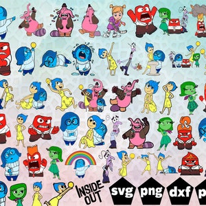 Diseños en capas SVG de InsideOut, cumpleaños de InsideOut, alfabeto de adentro hacia afuera, alegría, tristeza, ira, disgusto y miedo svg, paquete SVG en capas