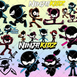 Funny Ninja Svg, Ninja dla dzieci svg bundle, cricut, pliki do cięcia, Bundle Layered svg, png, pdf, dxf, eps, cyfrowy plik wektorowy, funny svg